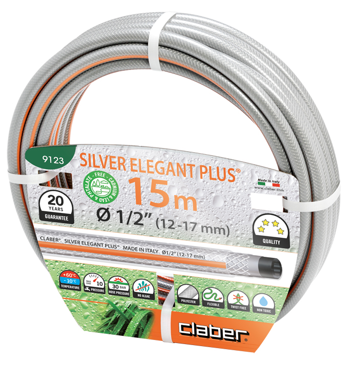 Λάστιχο Claber Ποτίσματος Silver Elegant Plus 1/2"