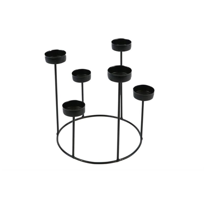 Κηροπήγιο Χ6 κύκλος μεταλικό μαύρο 18Χ19