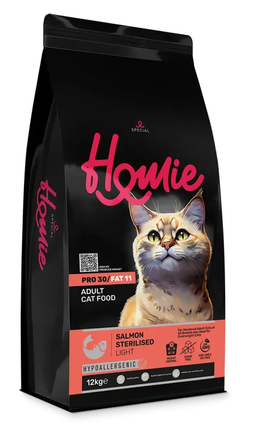 Homie Super Premium Cat Adult Sterilised Salmon Low Grain 12KG