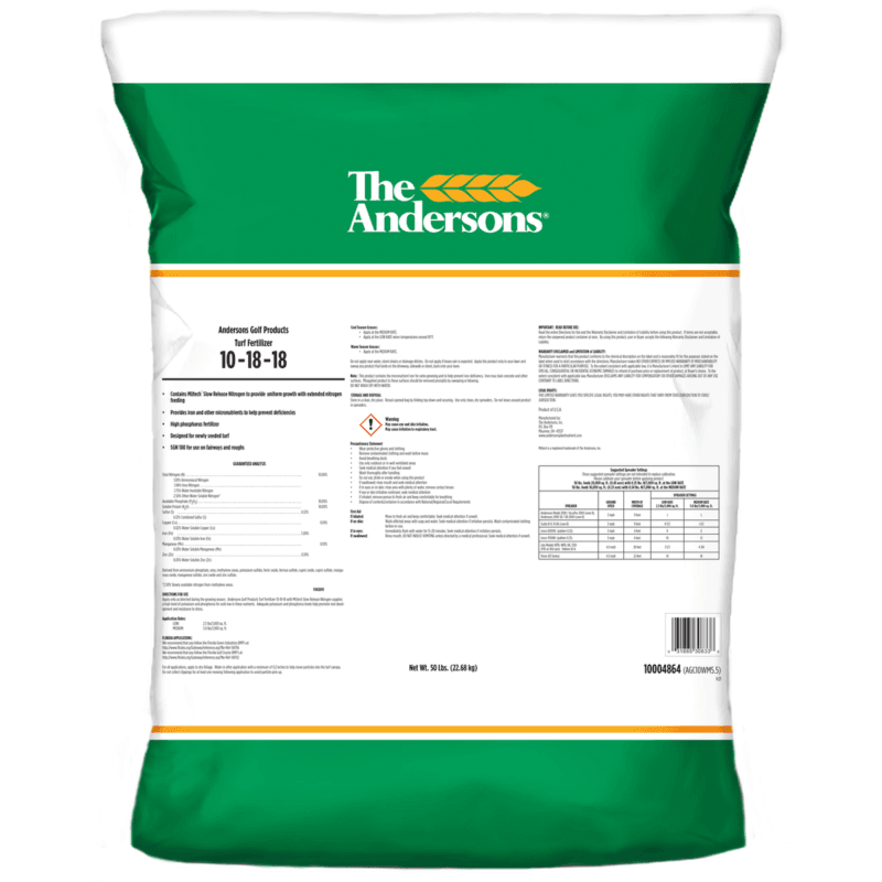 Andersons Λίπασμα Starter για Χλοοτάπητες 10-18-18+Fe+TE 50% MUtechTM 22,7kg
